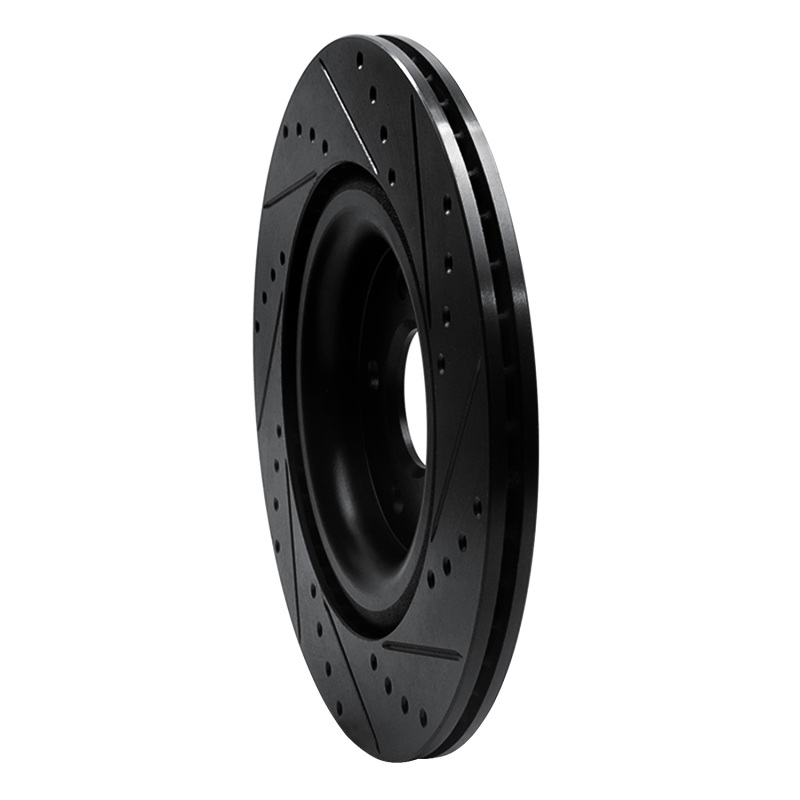 Jaguar F-Type Brake Rotor (1) - Rear Left - R1 Concepts - Drilled & Slotted - Black - `14-`21